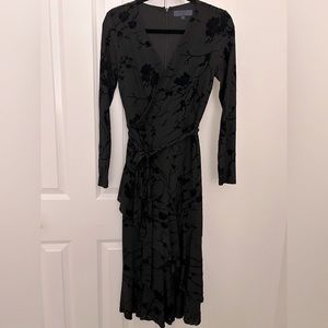 RACHEL Rachel Roy Long-Sleeved Midi Dress with velour flowers - Black - Small